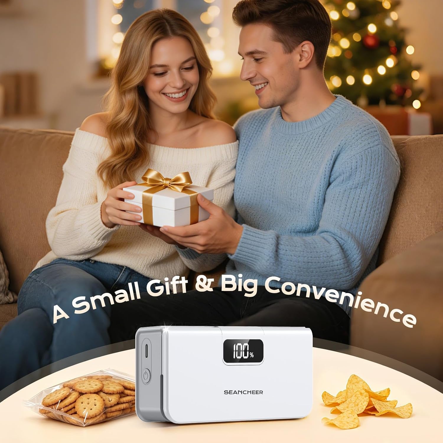 Rechargeable Mini Bag Sealer, 6 Adjustable Levels Heat Sealer with Magnet & Cutter, Portable Bag Resealer for Chip, Mylar & Plastic Bags - Gift for Women Mom Wife Men Dad Husband Friends.