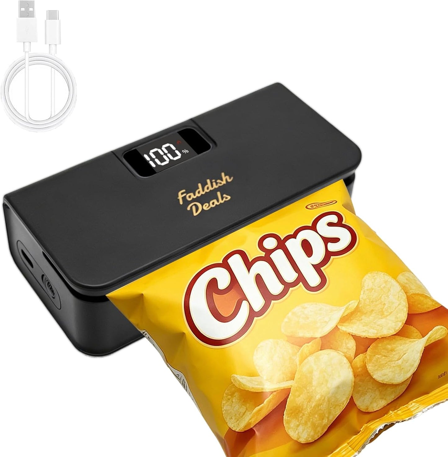 Mini Bag Sealer, 4.7", 6 Adjustable Gears, Black | Chip Bags Heat Sealer Capper, Bag Reseal with Cutter, Portable, for Chips Snacks Mylar Bags